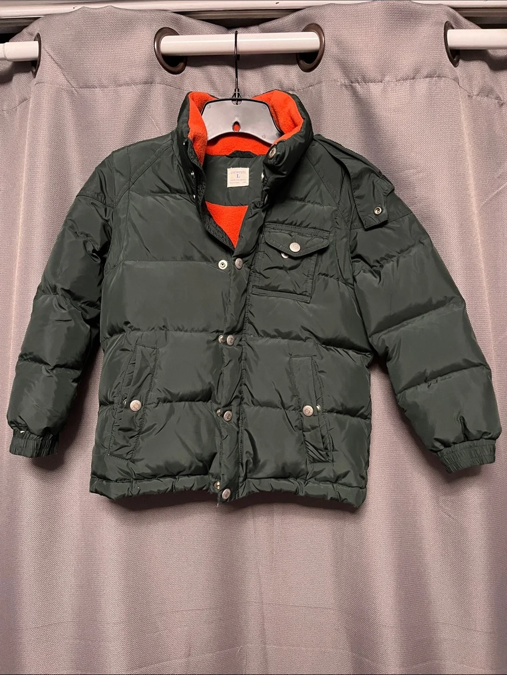 Crewcuts Dark Green Puffer Jacket with Orange Lining